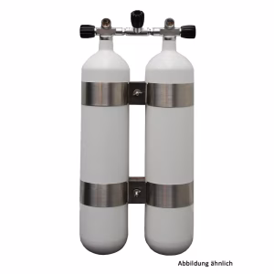 duikfles dubbelset 230bar met afsluiters en RVS bandenset-0