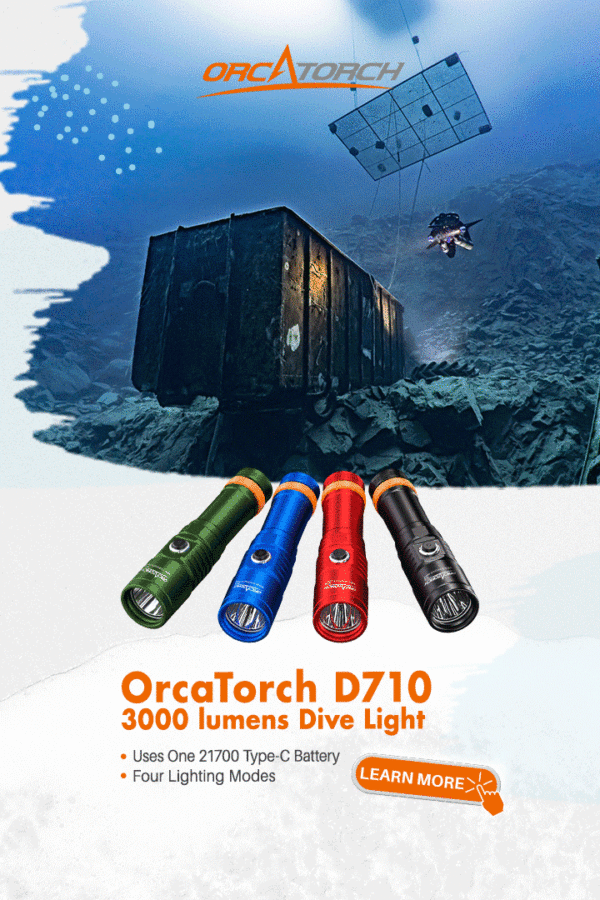 Orca Torch D710 oplaadbare duiklamp 3000lm