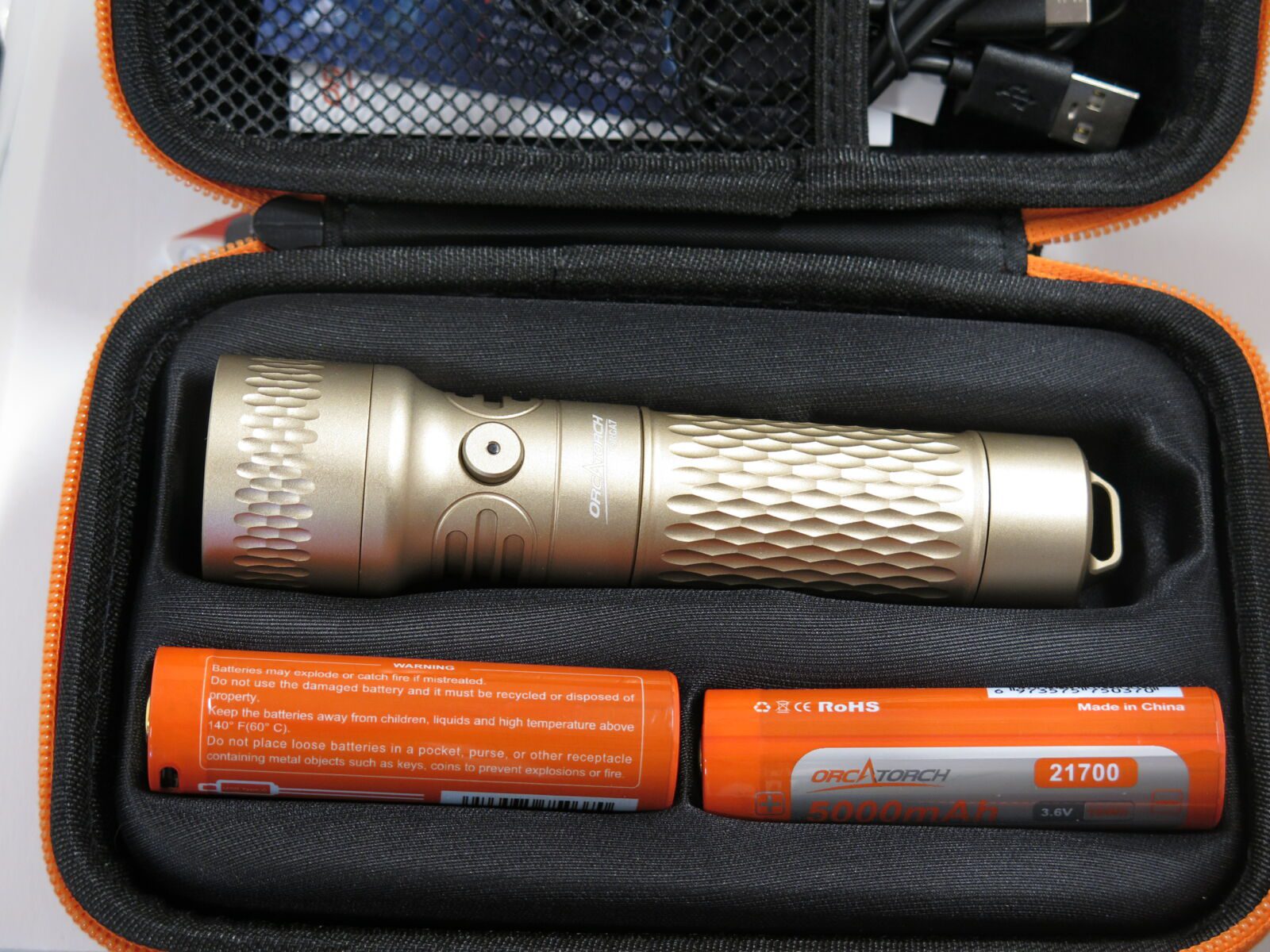 Orcatorch X7 oplaadbare duiklamp 3000lm met 2 x batterij - Afbeelding 6